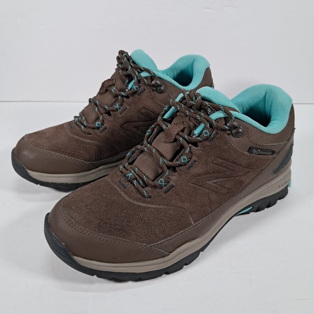 New Balance Trail Shoes Women 8.5 D Brown Suede Blue Hiking Outdoor WW779BR1